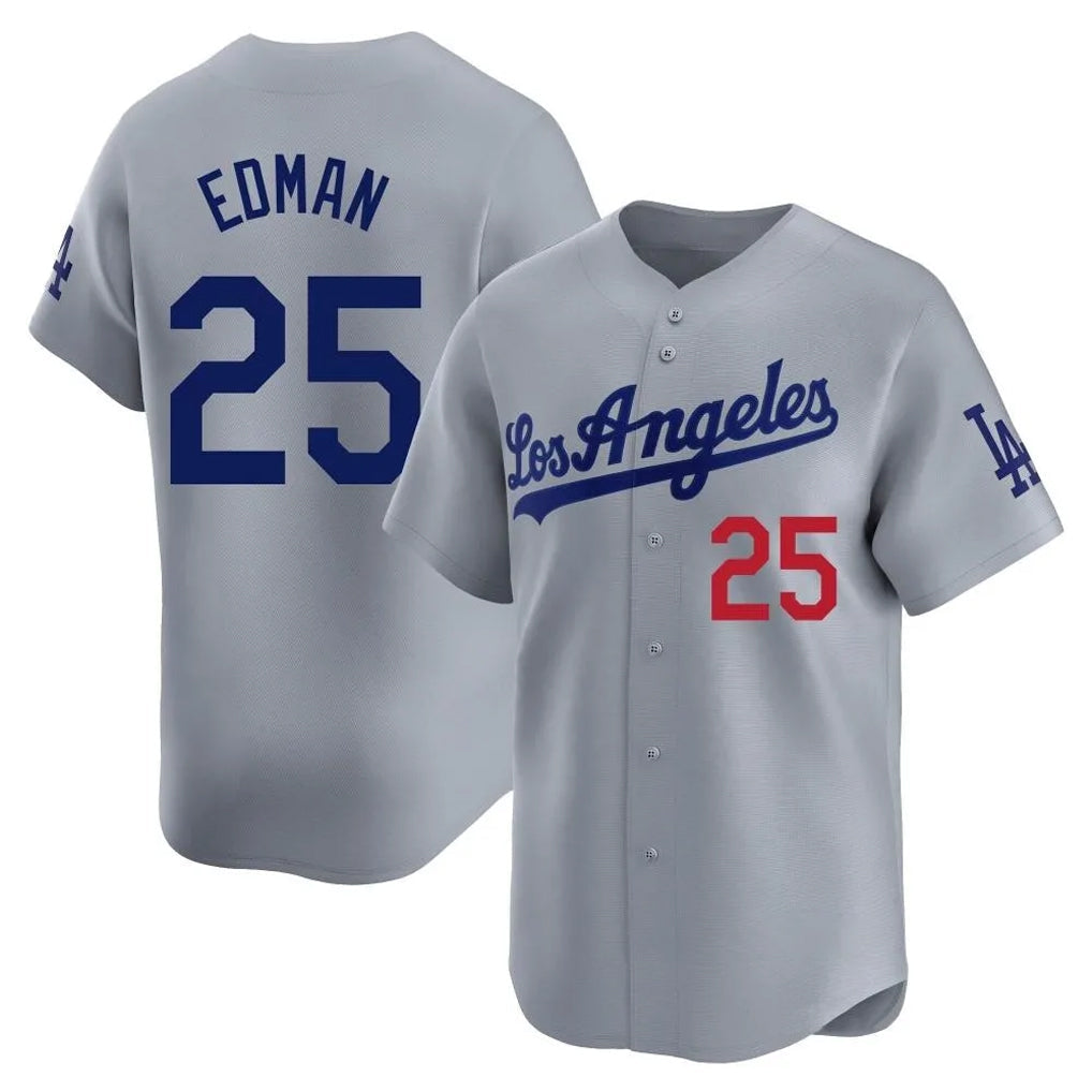 kiarac LA.Dodgers #25 Tommy Edman Player Gray Limited Home Stitched Jerseys