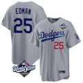 kiarac LA.Dodgers #25 Tommy Edman Player Gray World Series Game Home Stitched Jerseys