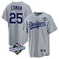kiarac LA.Dodgers #25 Tommy Edman Player Gray World Series Game Stitched Jerseys