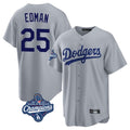 kiarac LA.Dodgers #25 Tommy Edman Player Gray World Series Meet Game Stitched Jerseys
