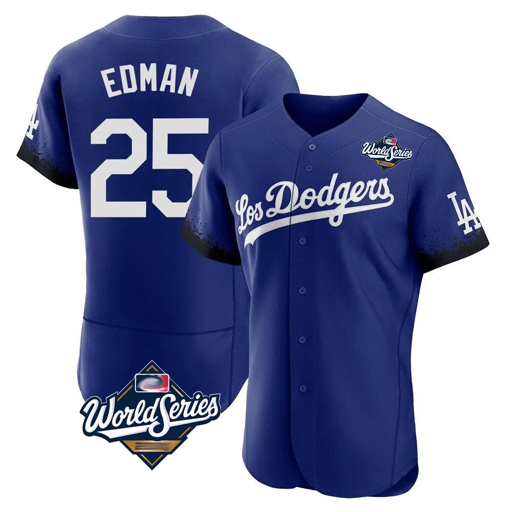 kiarac LA.Dodgers #25 Tommy Edman Player Royal World Series City Connect Elite Home Stitched Jerseys