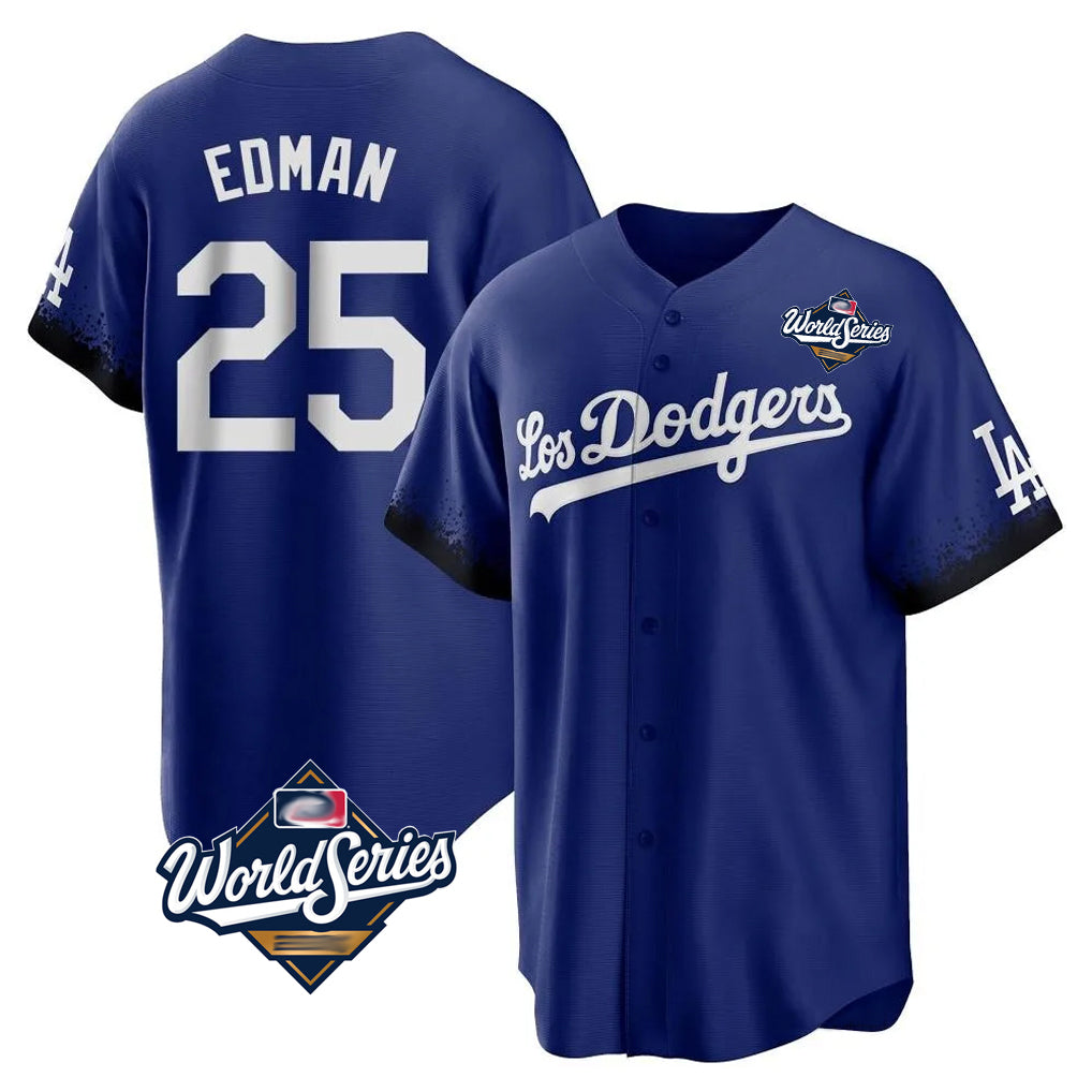 kiarac LA.Dodgers #25 Tommy Edman Player Royal World Series City Connect Home Game Stitched Jerseys