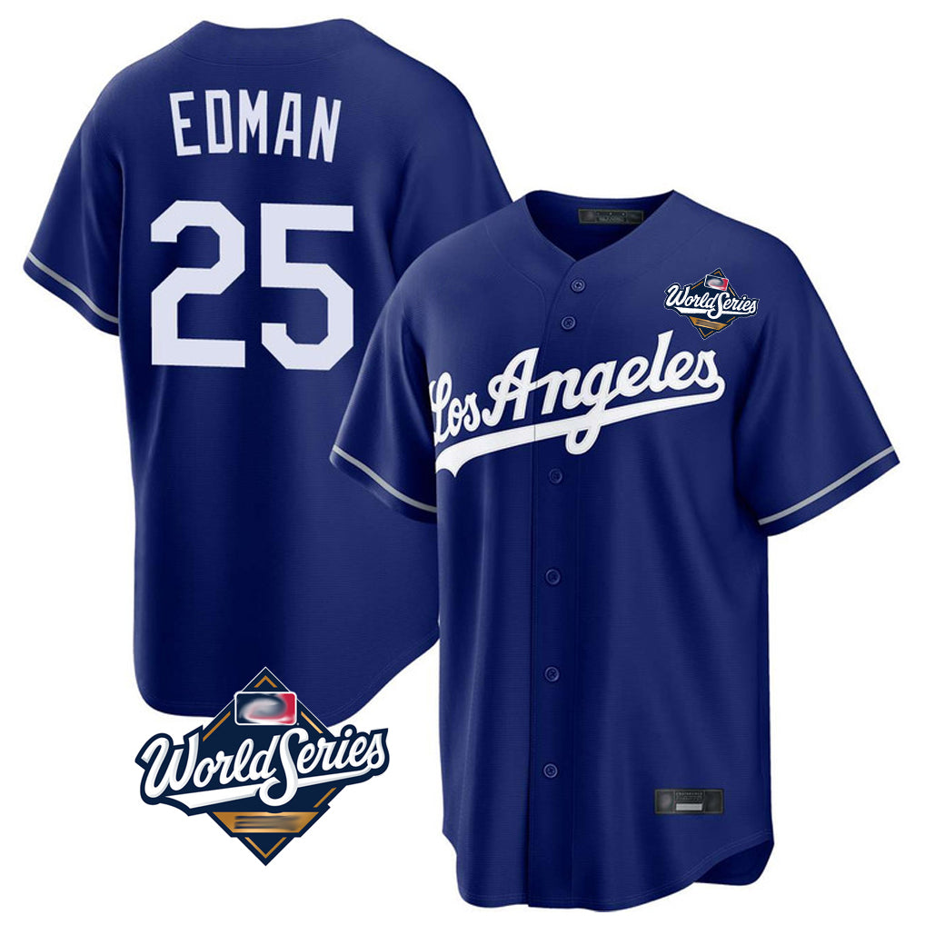 kiarac LA.Dodgers #25 Tommy Edman Player Royal World Series Game Stitched Jerseys