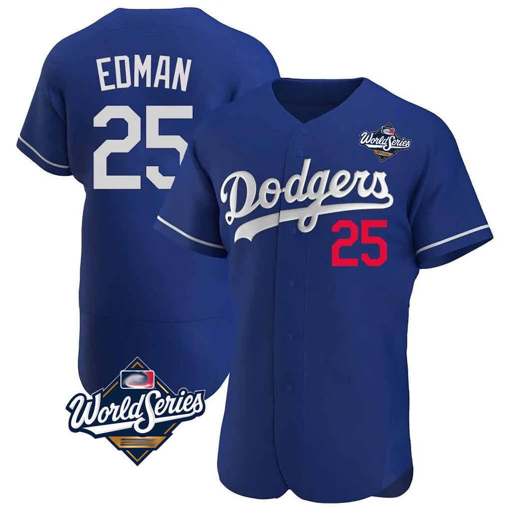 kiarac LA.Dodgers #25 Tommy Edman Player Royal World Series Limited Elite Home Stitched Jerseys