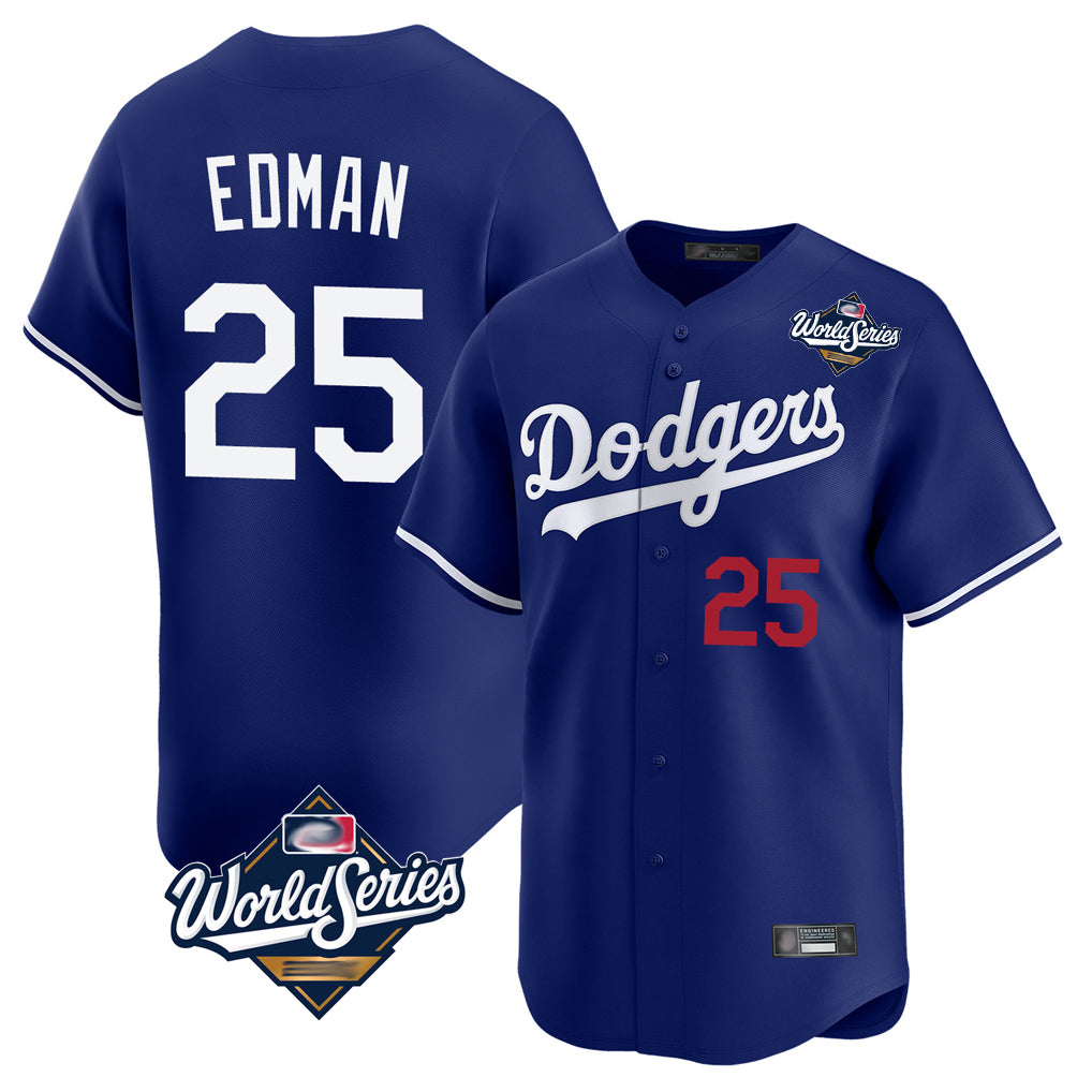 kiarac LA.Dodgers #25 Tommy Edman Player Royal World Series Limited Home Stitched Jerseys