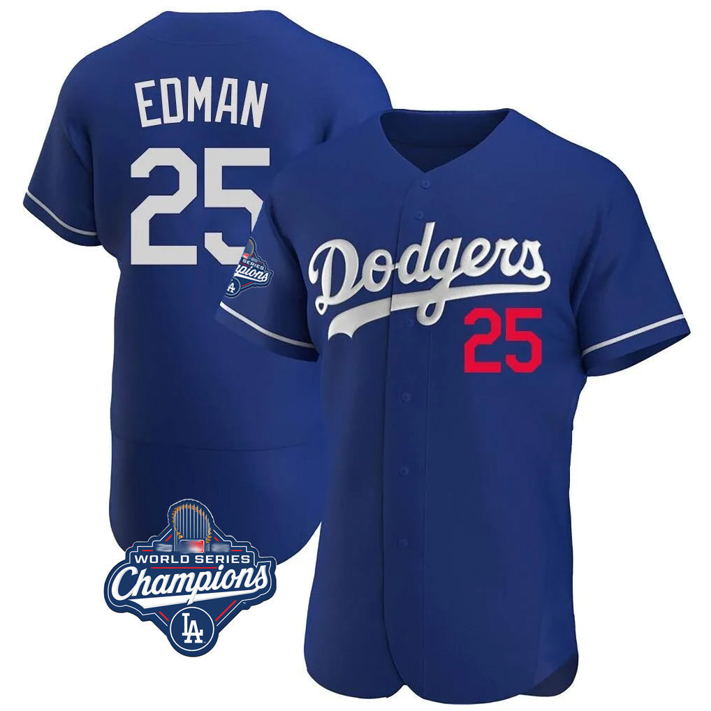 kiarac LA.Dodgers #25 Tommy Edman Player Royal World Series Meet Limited Elite Home Stitched Jerseys