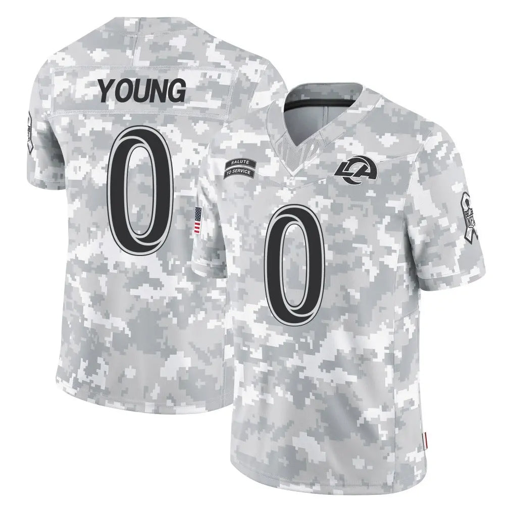 Kiarac LA.Rams #0 Byron Young Player Arctic Camo Salute To Service Limited Game Stitched Jerseys