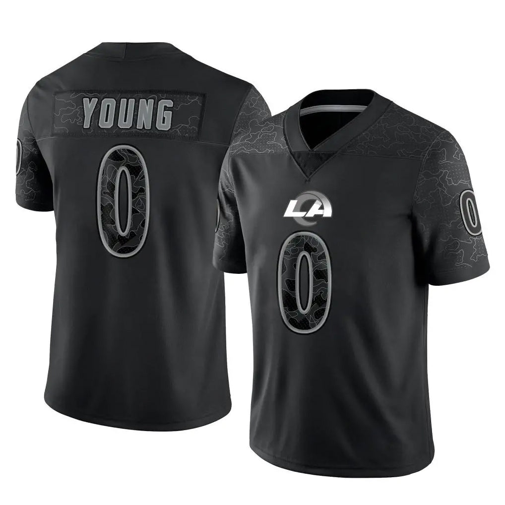 Kiarac LA.Rams #0 Byron Young Player Black Limited Reflective Home Game Stitched Jerseys