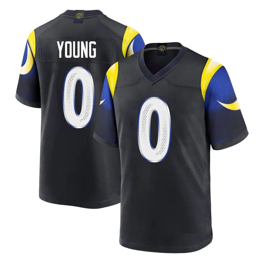 Kiarac LA.Rams #0 Byron Young Player Black Midnight Rivalries Collection Home Game Stitched Jerseys