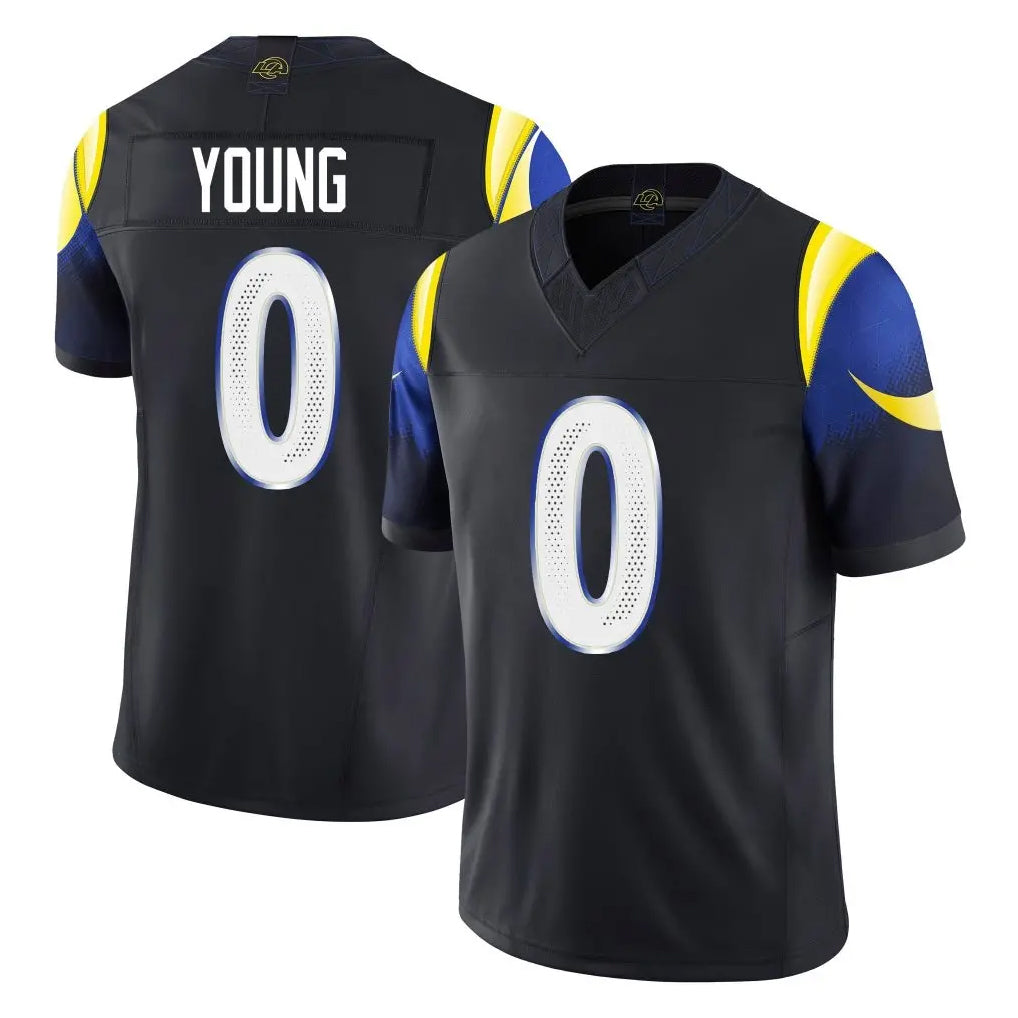 Kiarac LA.Rams #0 Byron Young Player Black Midnight Rivalries Collection Limited Home Game Stitched Jerseys
