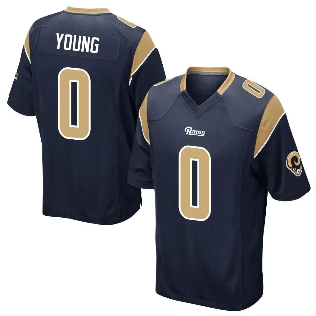 Kiarac LA.Rams #0 Byron Young Player Navy Home Game Stitched Jerseys