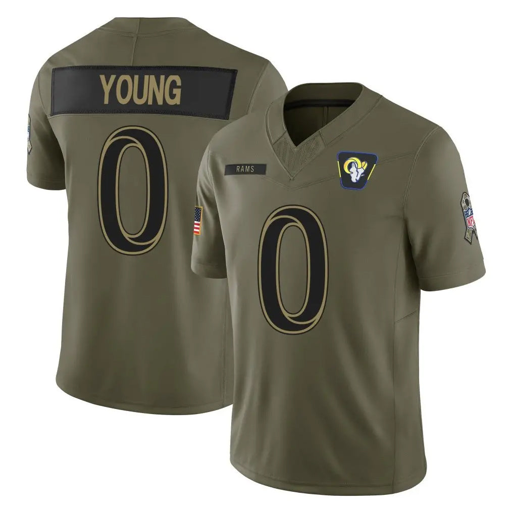 Kiarac LA.Rams #0 Byron Young Player Olive 2025 Salute To Service Limited Game Stitched Jerseys
