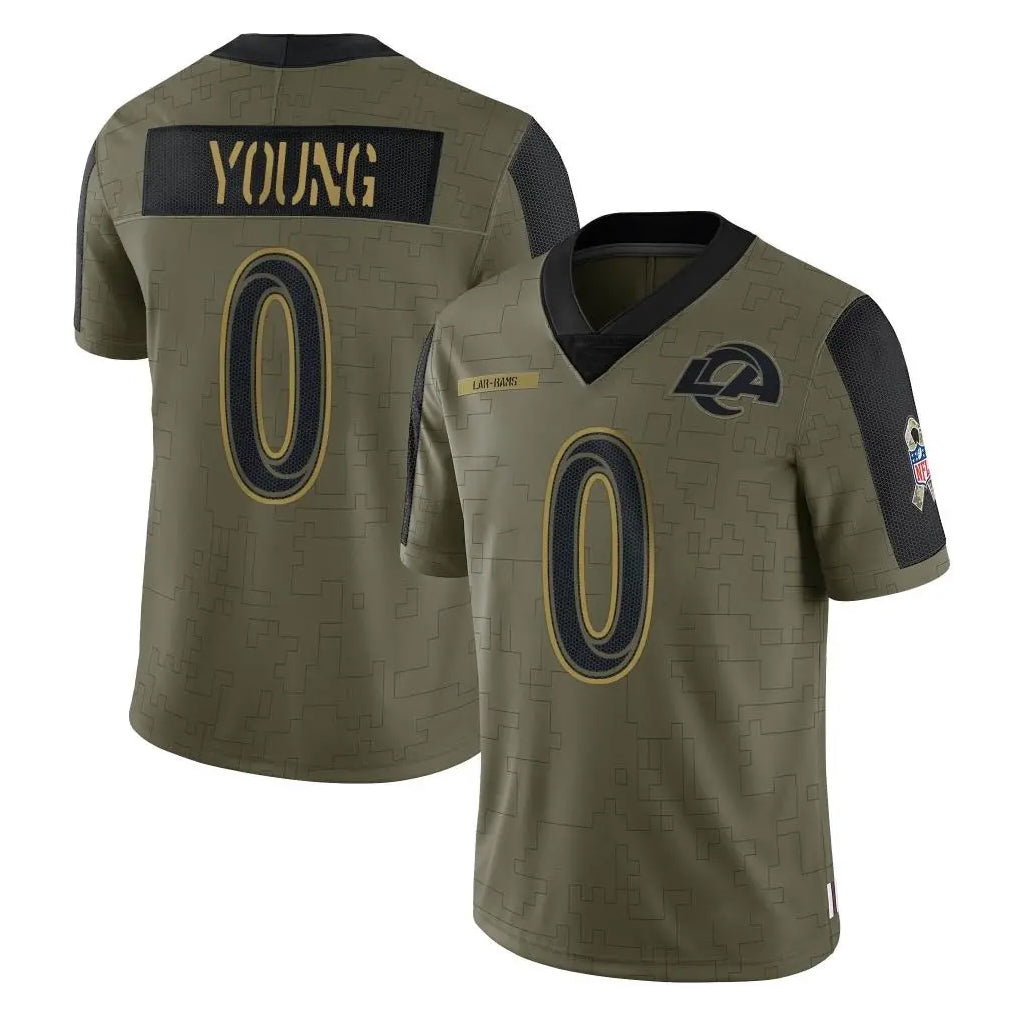 Kiarac LA.Rams #0 Byron Young Player Olive Salute To Service Limited Game Stitched Jerseys