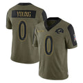 Kiarac LA.Rams #0 Byron Young Player Olive Salute To Service Limited Game Stitched Jerseys