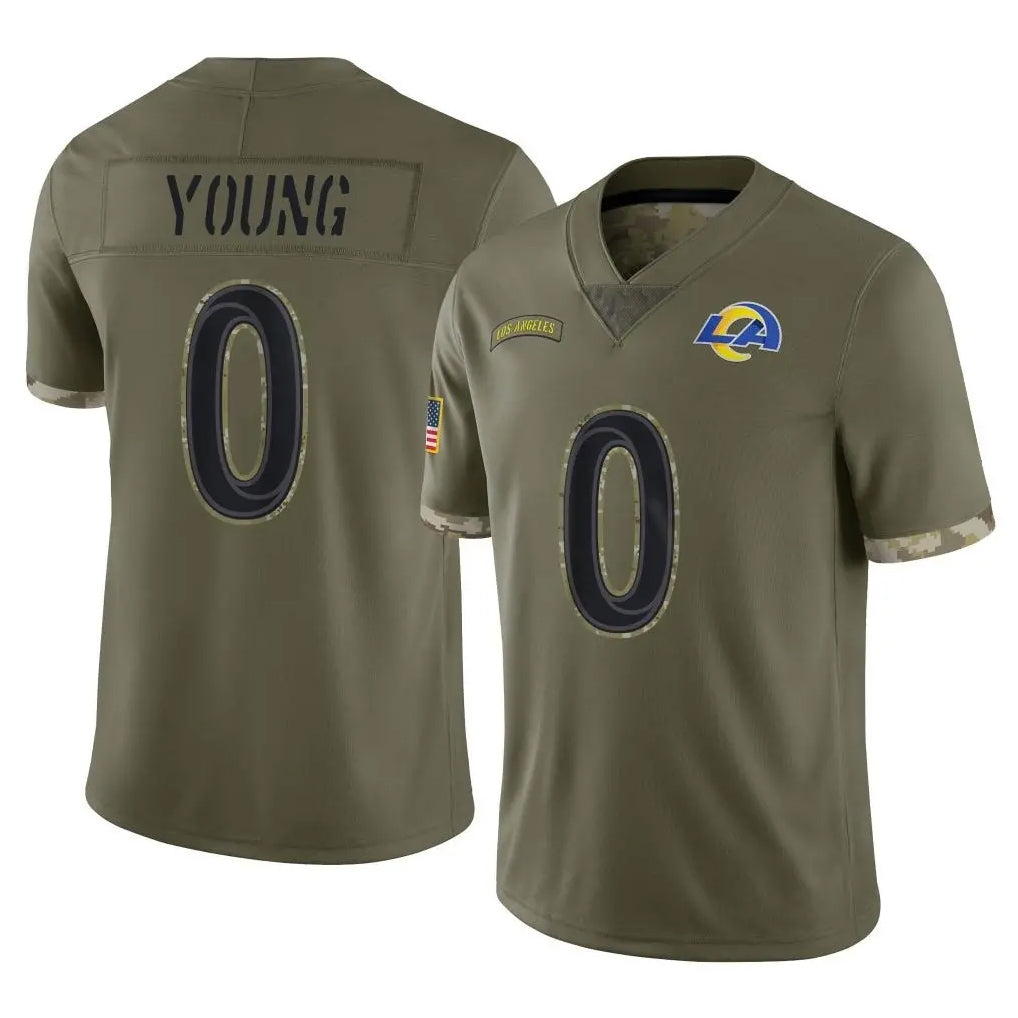 Kiarac LA.Rams #0 Byron Young Player Olive Salute To Service Limited Stitched Jerseys