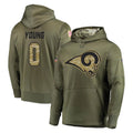 Kiarac LA.Rams #0 Byron Young Player Olive Salute to Service Pullover Hoodies Home Game Stitched Jerseys