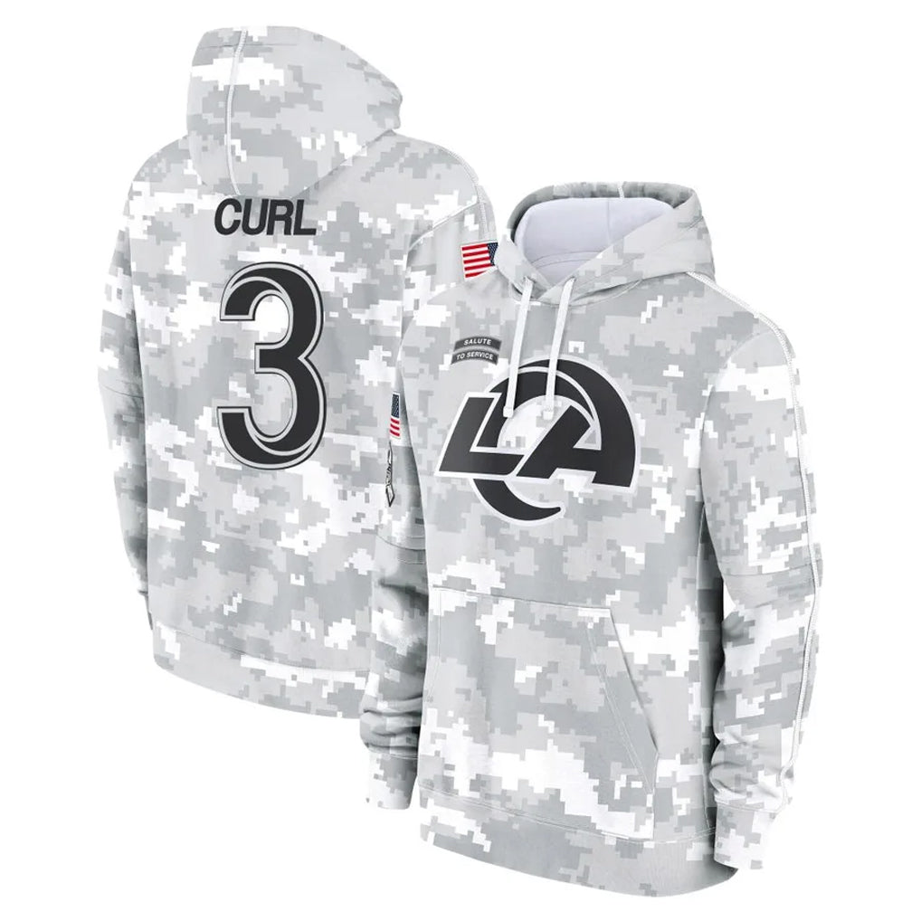 Kiarac LA.Rams #3 Kam Curl Player Arctic Camo Salute to Service Hoodies Limited Game Stitched Jerseys