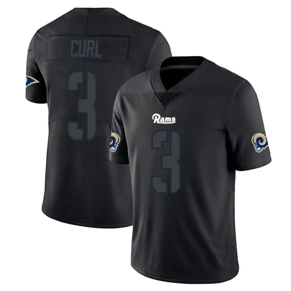 Kiarac LA.Rams #3 Kam Curl Player Black Impact Limited Home Game Stitched Jerseys