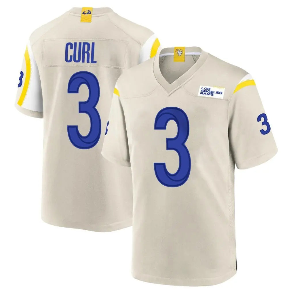Kiarac LA.Rams #3 Kam Curl Player Bone Home Game Stitched Jerseys
