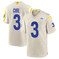 Kiarac LA.Rams #3 Kam Curl Player Bone Home Game Stitched Jerseys