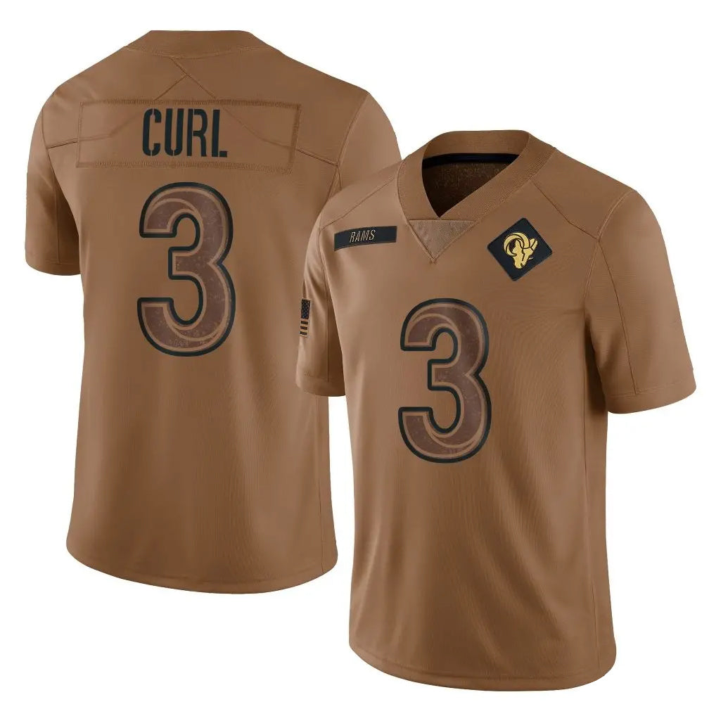 Kiarac LA.Rams #3 Kam Curl Player Brown Salute To Service Limited Stitched Jerseys