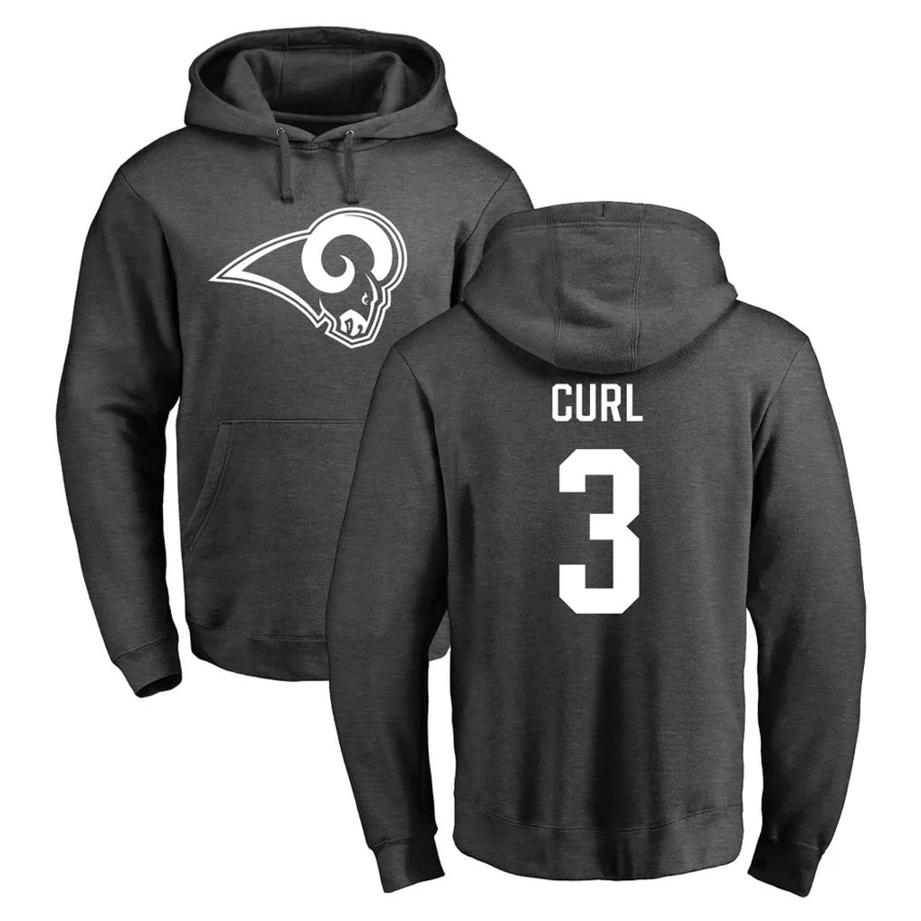 Kiarac LA.Rams #3 Kam Curl Player Gray Pullover Hoodie Limited Game Stitched Jerseys