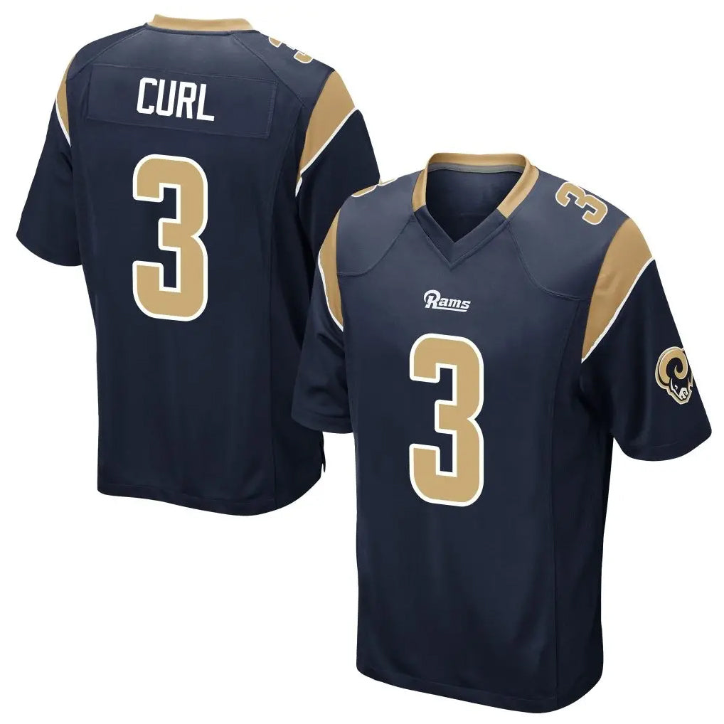 Kiarac LA.Rams #3 Kam Curl Player Navy Home Game Stitched Jerseys