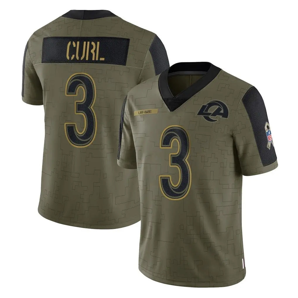 Kiarac LA.Rams #3 Kam Curl Player Olive Salute To Service Limited Game Stitched Jerseys