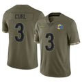 Kiarac LA.Rams #3 Kam Curl Player Olive Salute To Service Limited Stitched Jerseys