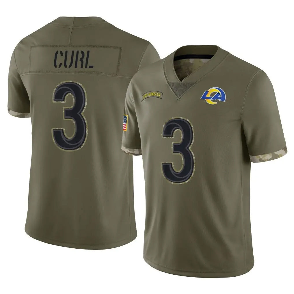 Kiarac LA.Rams #3 Kam Curl Player Olive Salute To Service Limited Stitched Jerseys