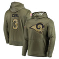 Kiarac LA.Rams #3 Kam Curl Player Olive Salute to Service Pullover Hoodies Home Game Stitched Jerseys