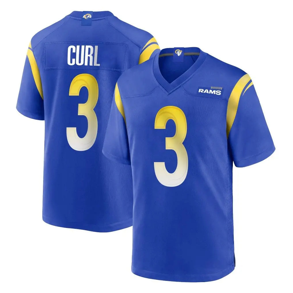 Kiarac LA.Rams #3 Kam Curl Player Royal Home Game Stitched Jerseys