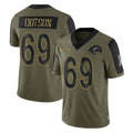 Kiarac LA.Rams #69 Kevin Dotson Player Olive Salute To Service Limited Game Stitched Jerseys