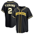 kiarac M.Brewers #2 Brice Turang Player Black Fashion Out Home Game Stitched Jerseys