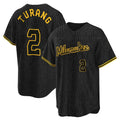 kiarac M.Brewers #2 Brice Turang Player Black Snake Skin City Home Game Stitched Jerseys