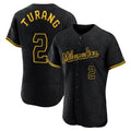 kiarac M.Brewers #2 Brice Turang Player Black Snake Skin City Home Limited Elite Stitched Jerseys