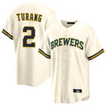 kiarac M.Brewers #2 Brice Turang Player Cream Home Game Stitched Jerseys