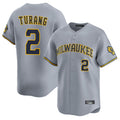 kiarac M.Brewers #2 Brice Turang Player Gray Home Limited Stitched Jerseys
