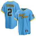 kiarac M.Brewers #2 Brice Turang Player Light Blue City Connect Home Game Stitched Jerseys