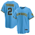 kiarac M.Brewers #2 Brice Turang Player Light Blue Road Stadium Game Stitched Jerseys
