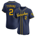 kiarac M.Brewers #2 Brice Turang Player Navy Home Limited Elite Stitched Jerseys