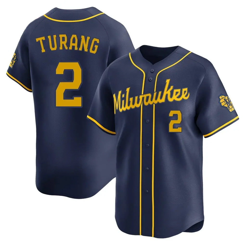 kiarac M.Brewers #2 Brice Turang Player Navy Home Limited Stitched Jerseys