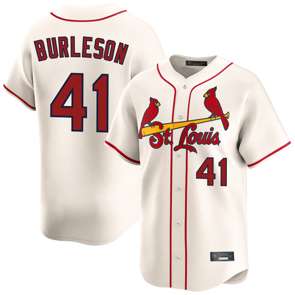 kiarac St. Louis Cardinals #41 Alec Burlesona Player Cream Home Limited Stitched Jerseys