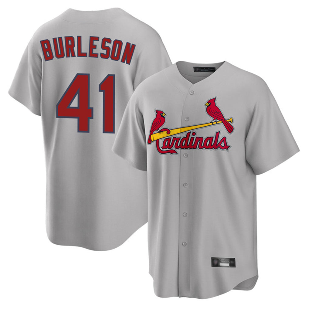 kiarac St. Louis Cardinals #41 Alec Burlesona Player Gray Home Game Stitched Jerseys
