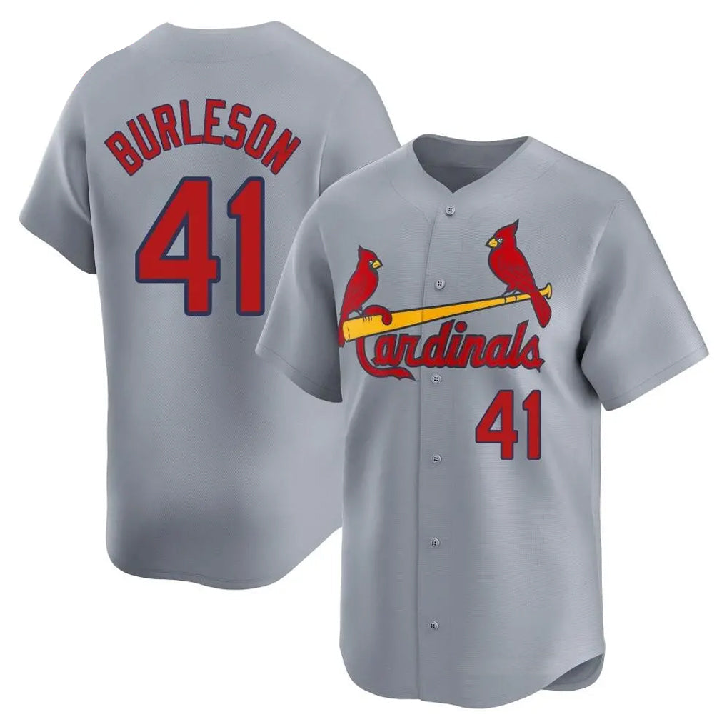 kiarac St. Louis Cardinals #41 Alec Burlesona Player Gray Home Limited Stitched Jerseys