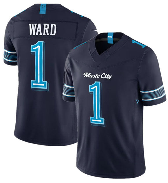 Kiarac T.Titans #1 Cameron Ward Navy 2026 F.U.S.E. 'Music City' Rivalries Collection Limited Football Stitched Jersey